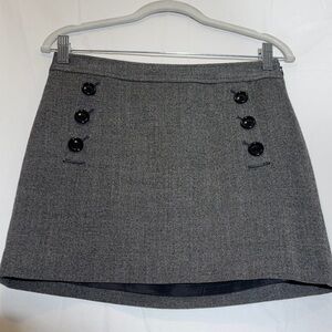 Banana Republic Charcoal Wool blend Mini Skirt with Button Accents